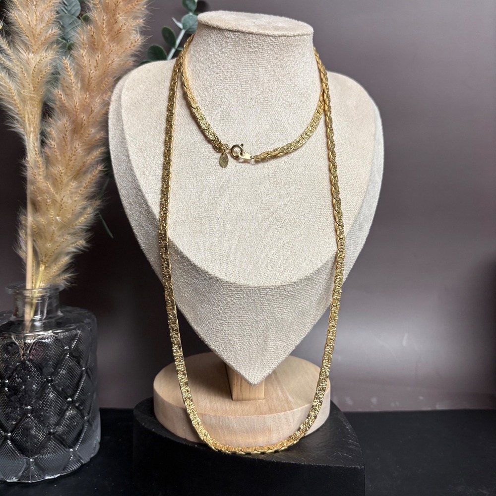 Vintage Citation Gold Chain Necklace | Textured Long Chain‎ Necklace | 34 In